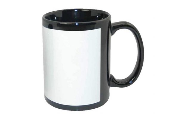 Taza Negra cuadro blanco 15 oz